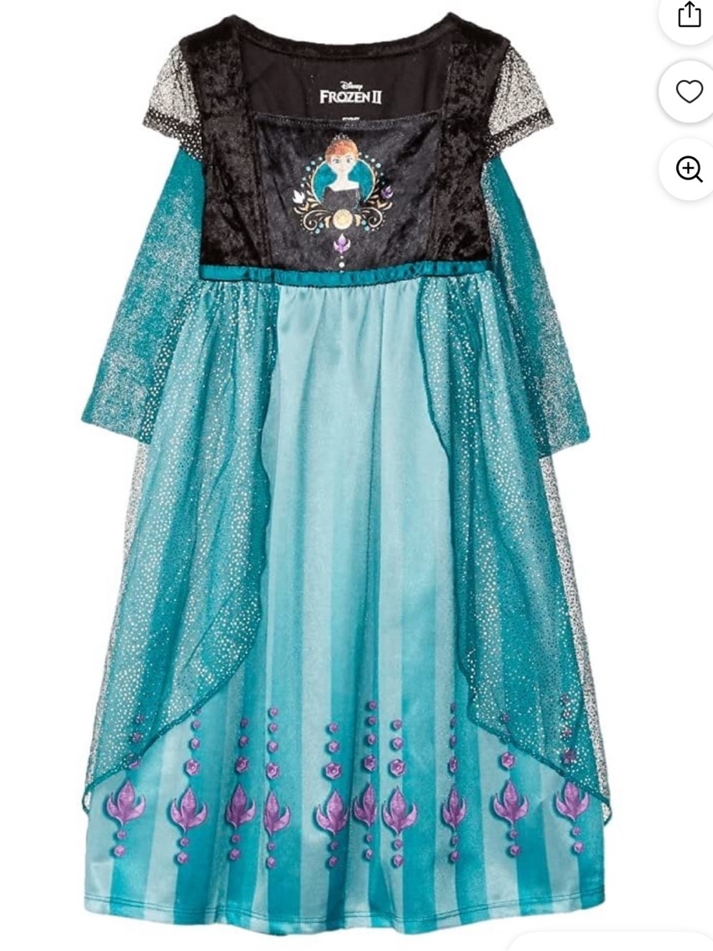 Disney Anna Teal and Black Sparkle Gown